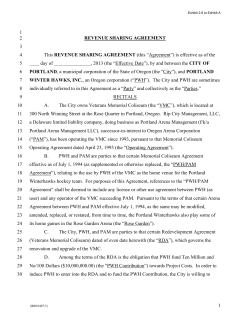 Revenue Sharing Agreement - The City of Portland, Oregon