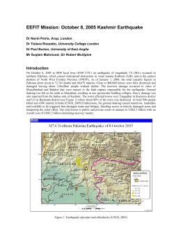 EEFIT Mission: October 8, 2005 Kashmir Earthquake