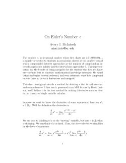 On Euler`s Number e
