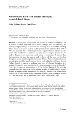 Neoliberalism: From New Liberal Philosophy to Anti