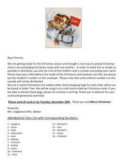 Alphabetical Class List with Corresponding Numbers: