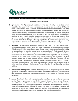 Home Branching Access Agreement and Electronic Funds Transfer