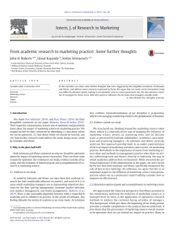 From academic research to marketing practice: Some further thoughts