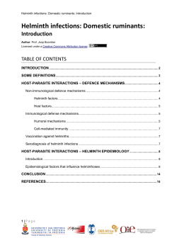 Helminth infections: Domestic ruminants