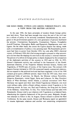 EV A NT HIS HATZIVASSILIOU THE SUEZ CRISIS, CYPRUS AND