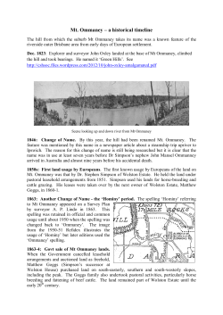 Mt. Ommaney &ndash; a historical timeline