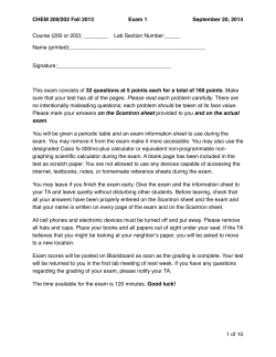 CHEM 200/202 Fall 2013 Exam 1 September 20, 2014 Course (200