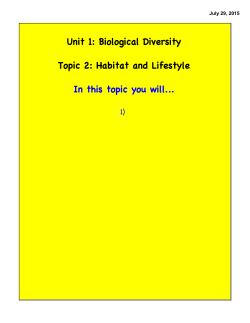 Unit 1: Biological Diversity Topic 2: Habitat and Lifestyle In this topic