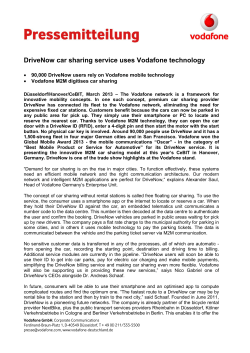DriveNow car sharing service uses Vodafone technology