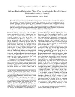 Different Kinds of Information Affect Word Learning in the Preschool