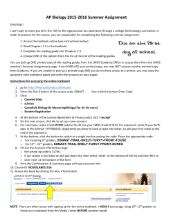 AP Biology 2015-2016 Summer Assignment