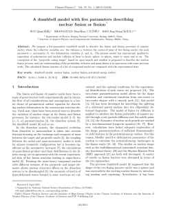 A dumbbell model with five parameters describing nuclear fusion or