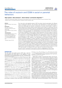 The roles of oxytocin and CD38 in social or parental behaviors
