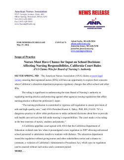 Nurses Must Have Chance for Input on School Decisions Affecting