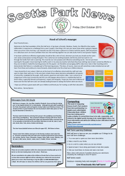 Head of School Newsletter 8 - Scotts Park Primary School