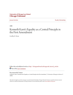 Kenneth Karst`s Equality as a Central Principle in the First Amendment