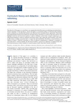 Curriculum theory and didactics &Aacute; towards a theoretical rethinking