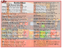 Bottled Beer Menu