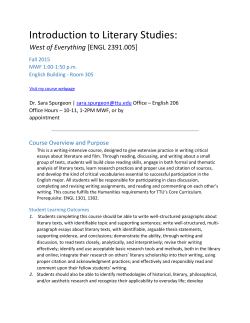 Introduction to Literary Studies - Texas Tech University Departments