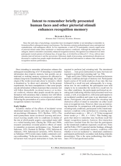 Intent to remember briefly presented human faces and other pictorial