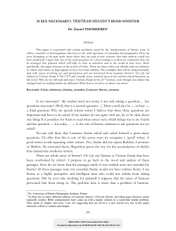 Is Sex Necessary?: Tristram Shandy`s Bend Sinister