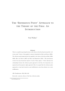 The `Reference Point` Approach to the Theory of the Firm: An
