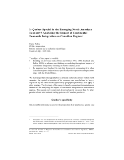 Is Quebec Special in the Emerging North American Economy
