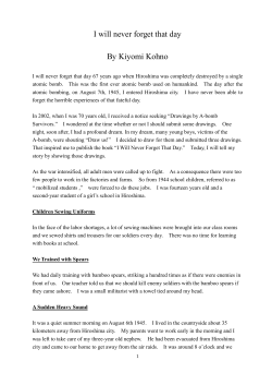 I will never forget that day By Kiyomi Kohno