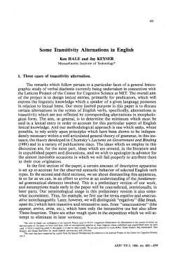 Some Transitivity Alternations in Englisll