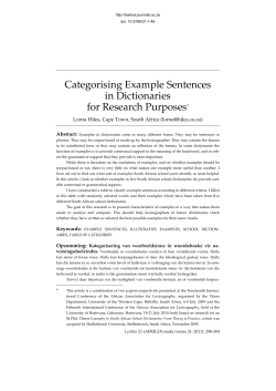 Categorising Example Sentences in Dictionaries for Research