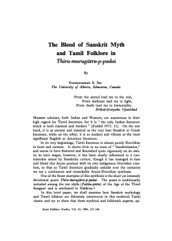 The Blend of Sanskrit Myth and Tamil Folklore in Thiru-murugatru