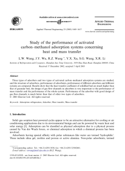 Study of the performance of activated carbon&ndash;methanol adsorption