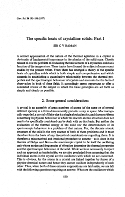 The specific heats of crystalline solids: Part I