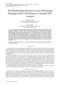 The Relationship between Lexical Inferencing Strategies and L2