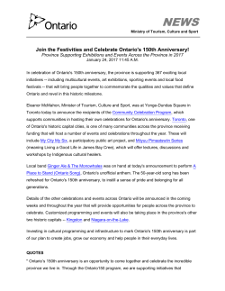 Join the Festivities and Celebrate Ontario`s 150th Anniversary!