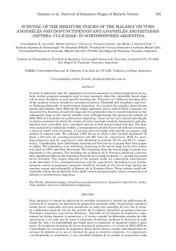 survival of the immature stages of the malaria vectors anopheles
