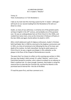 A CHRISTIAN ODYSSEY WH Auden`s &ldquo;Atlantis&rdquo;