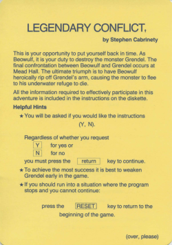 LEGENDARY CONFLICTt - Museum of Computer Adventure Game