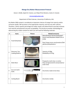 Post-Harvest Mango Dry Matter Measurement Protocol Date