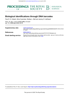 (2003) Biological identifications through DNA barcodes