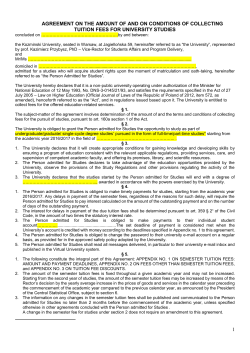 Agreement on the amount of and on conditions of collecting tuition