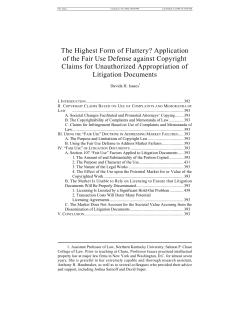 The Highest Form of Flattery? Application of the Fair Use Defense