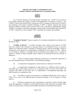 Conflict of Interest and Related Party Transactions Policy - T-SEC