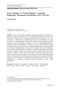 From &ldquo;Shrinks&rdquo; to &ldquo;Urban Shamans&rdquo;: Argentine Immigrants