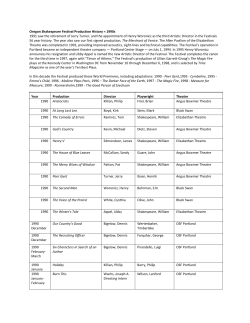 Oregon Shakespeare Festival Production History = 1990s 1991 saw