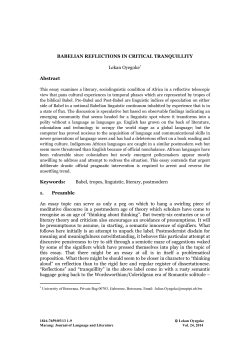 BABELIAN REFLECTIONS IN CRITICAL TRANQUILLITY Lekan