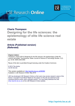 Designing for the life sciences: the epistemology of elite life science