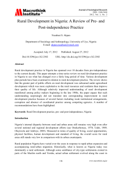 Rural Development in Nigeria: A Review of Pre