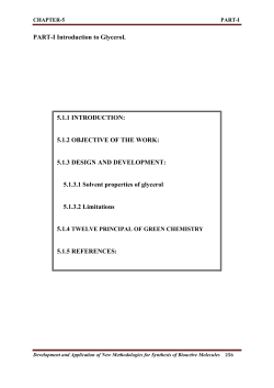 PART-I Introduction to Glycerol. 5.1.1 INTRODUCTION: 5.1.2