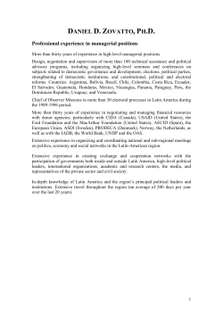 Daniel Zovatto`s CV - Brookings Institution